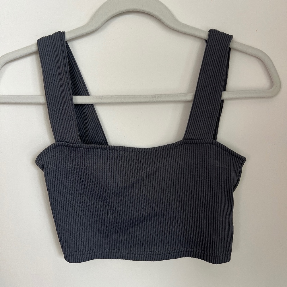 Ribbed Gray Crop Top